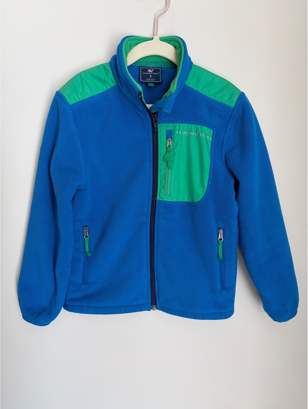 Vineyard Vines Boys' Blue and Green Fleece Jacket Size 5